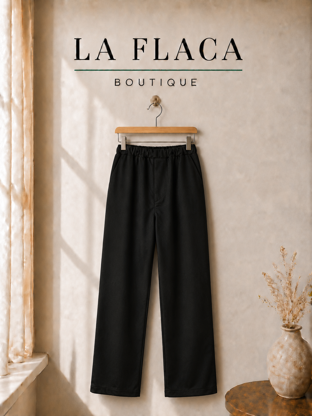 Pantalón tipo palazzo de pierna amplia LF Negro