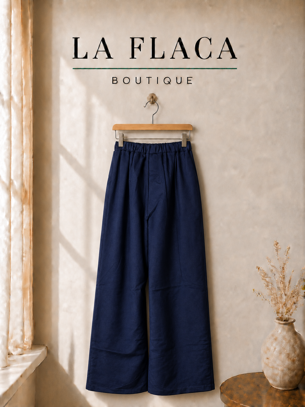 Pantalón tipo palazzo de pierna amplia LF Azul