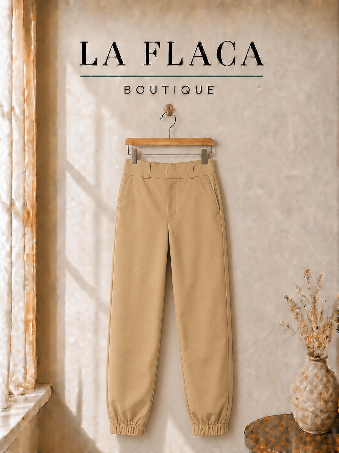 Pantalón tipo jogger LF beige