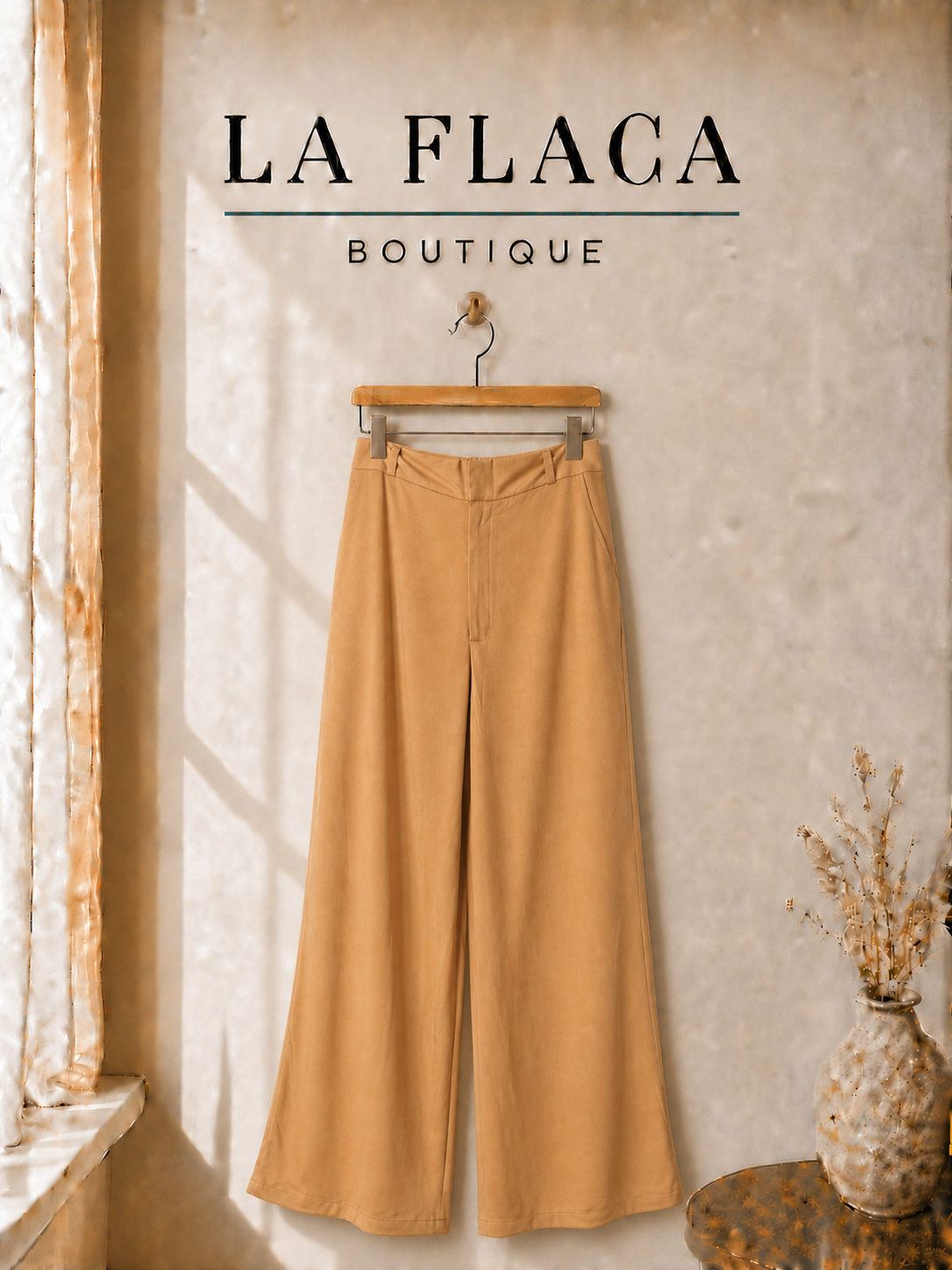 Pantalón tipo palazzo LF café