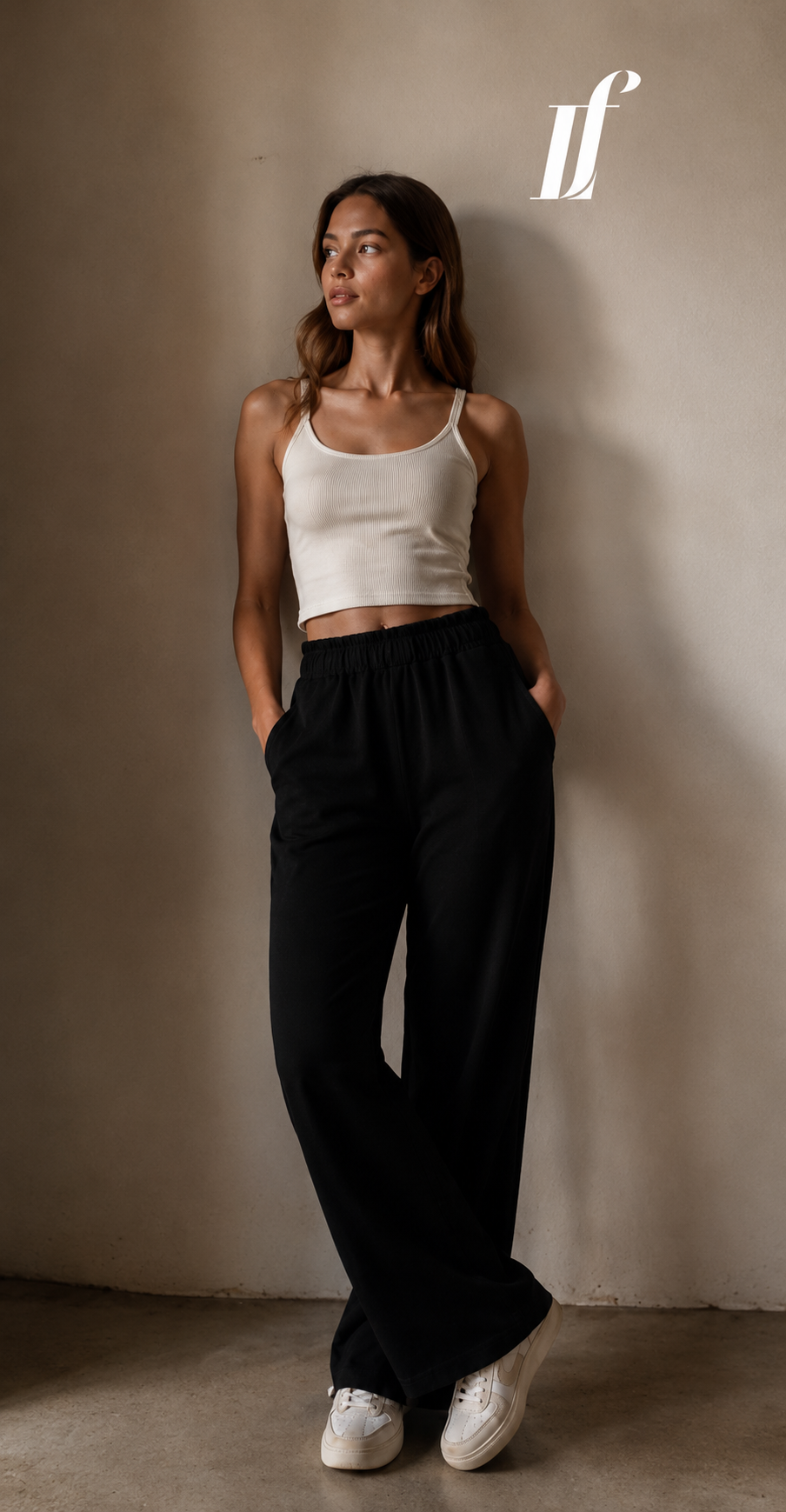 Pantalón tipo palazzo de pierna amplia LF Negro