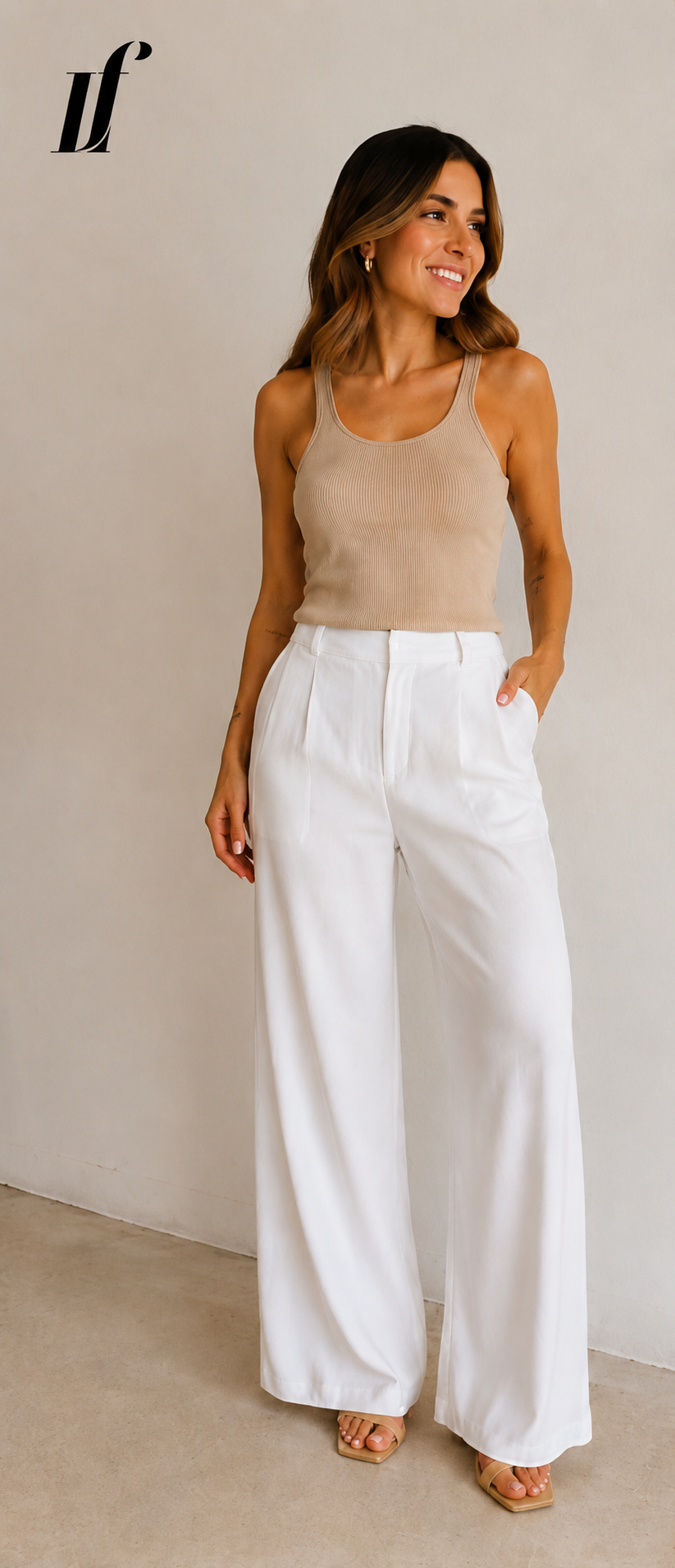 •  Pantalón tipo palazzo LF blanco