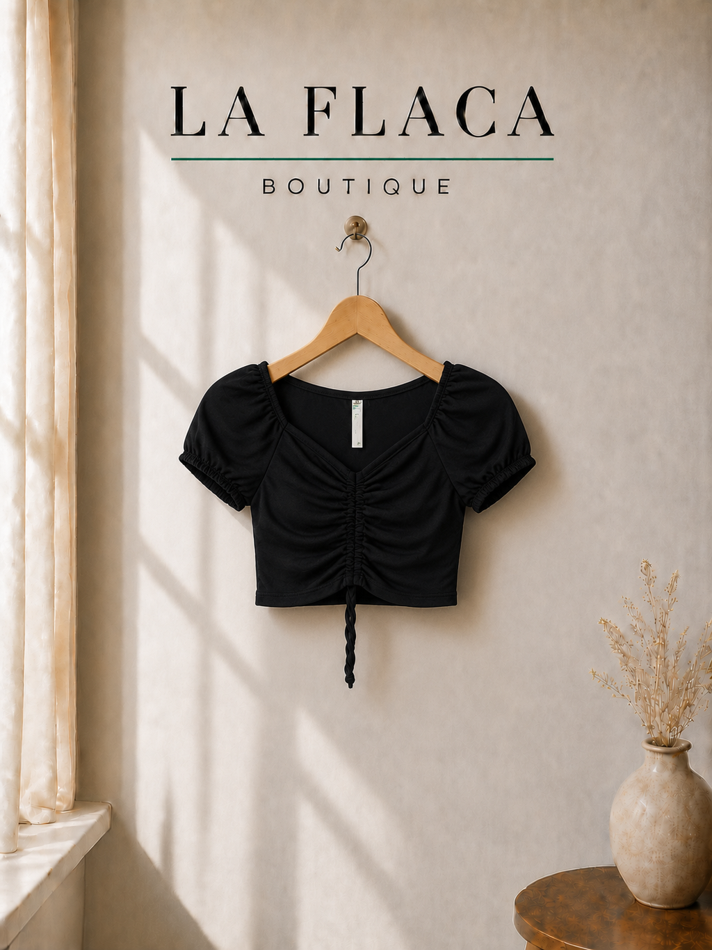 Crop Top Fruncido LF Negro