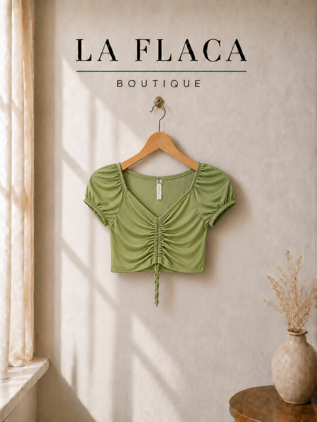 Crop Top Fruncido LF Verde