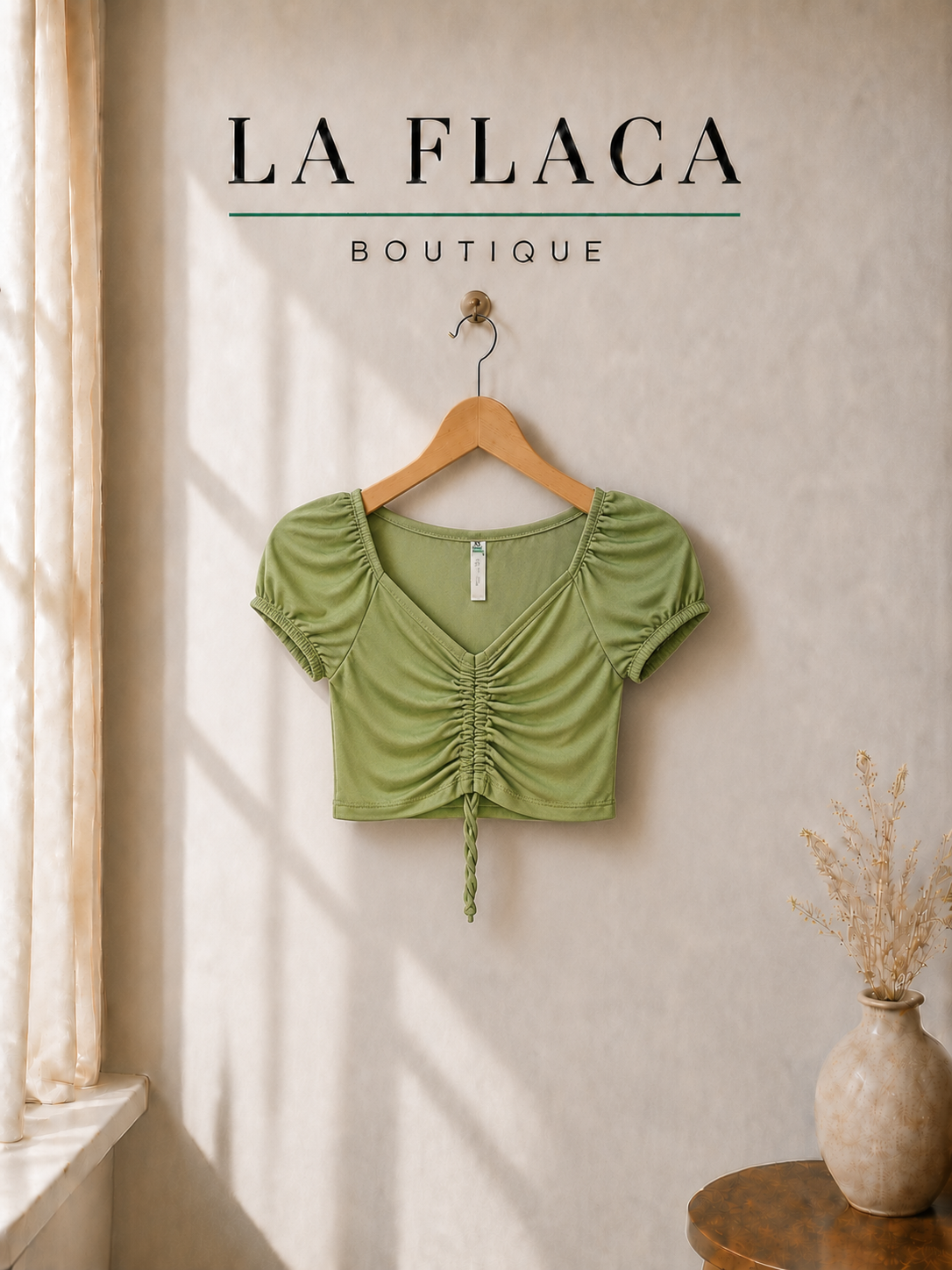 Crop Top Fruncido LF Verde